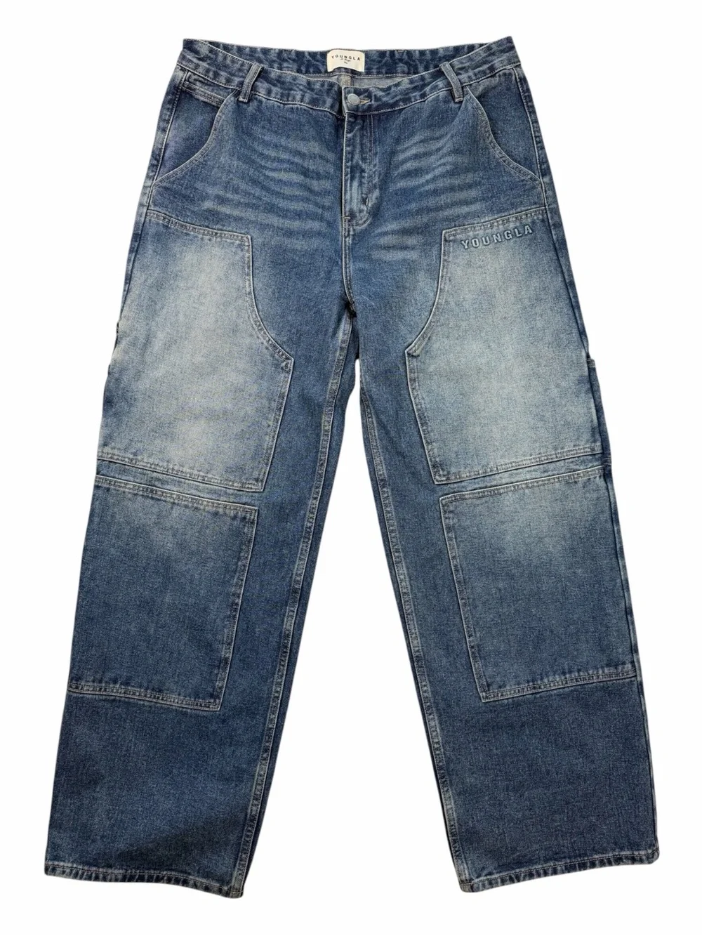 YoungLA 6015 Double Knee Carpenter Baggy Workwear Jeans Utility Denim 37x30.5 XL